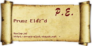 Prusz Előd névjegykártya